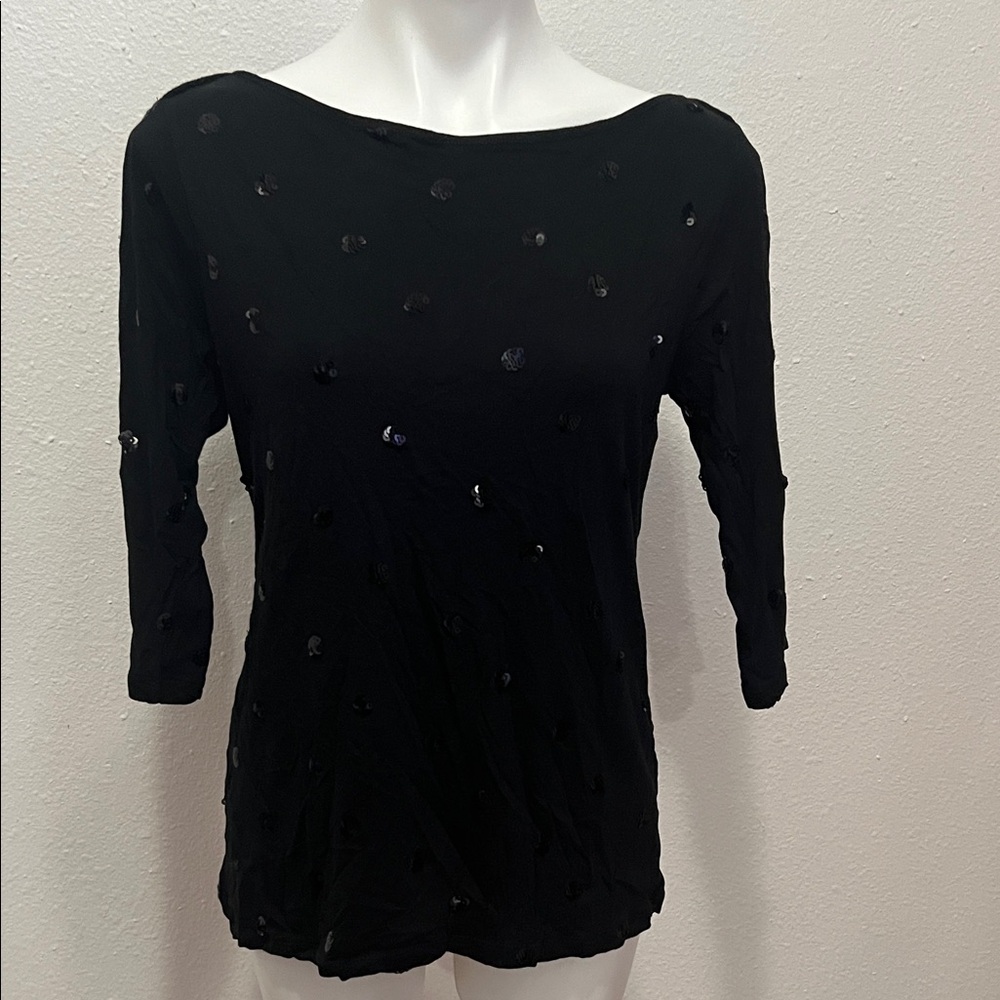 Old Navy Black Sequin Top Sz L